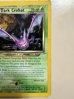 Pokemon TCG Neo Destiny Dark Crobat 2/105 Holo Rare Card! - Image 2