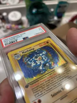 Pokemon TCG Base Set Machamp Holo 1st Edition Rare Card 8/102 PSA 5 - Image 2
