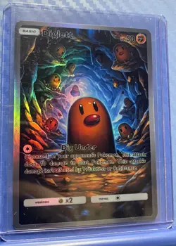 Pokemon Diglett Anime Card Full Art Fanart Custom Card Holo ACG DIY - Image 1
