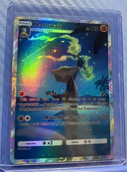 Pokemon Marowak Anime Card Full Art Fanart Custom Card Holo ACG DIY - Image 1