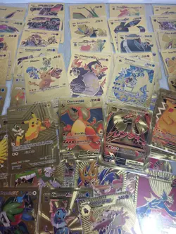 Pokemon Gold Foil Fan Art Card Lot Of 55 Charizard Pikachu Gyarados EX/GX/V NM - Image 2