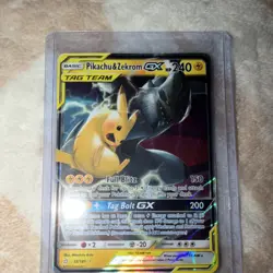 Pokemon TCG Pikachu & Zekrom GX TAG TEAM Ultra Rare Holo Card 33/181 Sm-Team Up - Image 1