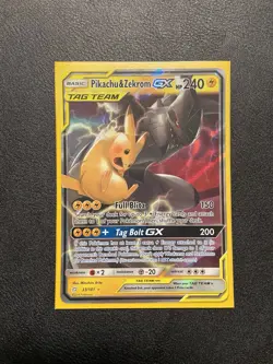 Pikachu & Zekrom Tag Team GX Holo Card 33/181 Sun and Moon - Image 1