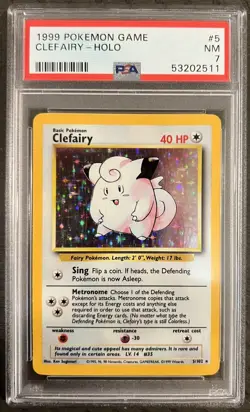1999 Clefairy 5/102 Holo Rare Pokemon WOTC PSA 7 - Image 1