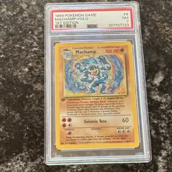 Pokemon TCG Machamp 8/102 Holo Rare 1st Edition PSA 8 (1999)+ Bonus - Image 1