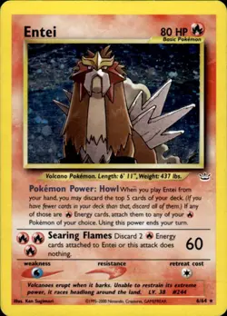 Pokemon Entei 6/64 Neo Revelation Holo Rare Heavily Played - Image 1