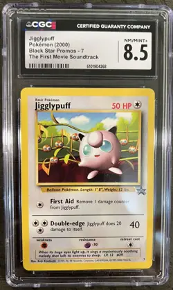 2000 Pokemon Jigglypuff #7 Black Star Promo CGC 8.5 Mint+ First Movie Soundtrack - Image 1