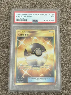 Pokemon TCG Ultra Ball 161/149 Sun & Moon SM Base Set Secret Rare PSA 7 - Image 1