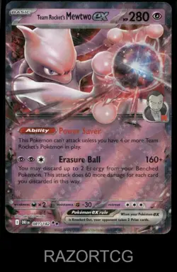 TEAM ROCKET'S MEWTWO EX 081/182 DOUBLE RARE DESTINED RIVALS POKEMON NM/M - Image 1