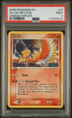 Pokemon Ho-Oh EX Unseen Forces Reverse Holo Rare #27 PSA 9 Mint - Image 1