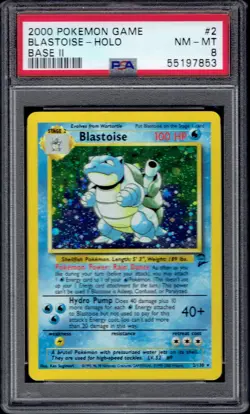 2000 Pokemon Blastoise Holo 2/130 PSA 8 (Base Set 2) - Image 1