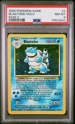 2000 Pokemon Blastoise - Holo #2 Base 2 PSA 8 - Image 1