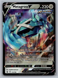 Metagross V 112/198 Holo V Rare Chilling Reign Pokemon Near Mint - Image 1