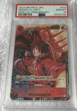 2023 One Piece Japanese OP05 1st Anniversary #012 Monkey D Luffy PSA 10 GEM MINT - Image 1