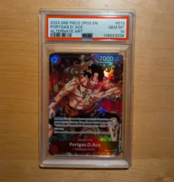 2023 ONE PIECE PORTGAS D. ACE ALTERNATE ART OP02-PARAMOUNT WAR #013 PSA 10 - Image 1