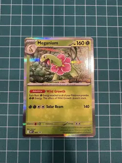 Pokemon TCG Meganium 001 Holo Prerelease Stamped Mega Evolution LP Promo English - Image 1