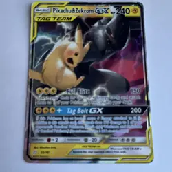 Pokemon Pikachu & Zekrom GX 33/181 Sm-Team Up Ultra Rare Holo Basic 240 HP - Image 1