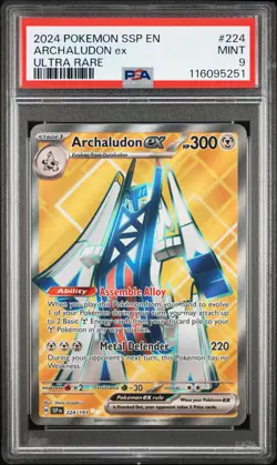 2024 POKEMON SSP EN-SURGING SPARKS ULTRA RARE #224 ARCHALUDON EX PSA 9 - Image 1