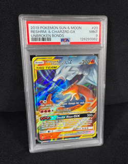 Pokemon 2019 Reshiram & Charizard GX 20/214 Unbroken Bonds Ultra Rare PSA 9 MINT - Image 2
