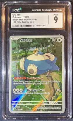 2023 SNORLAX 051 ILLUSTRATION RARE ETB BLACK STAR PROMO POKEMON 151 CGC 9 - Image 1