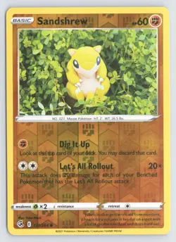 Sandshrew 131/264 Pokemon Fusion Strike Reverse Holo Common Near Mint - Image 1