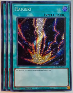 Yugioh x3 Raigeki RA05-EN110 Secret Rare 1st Edition - Image 1