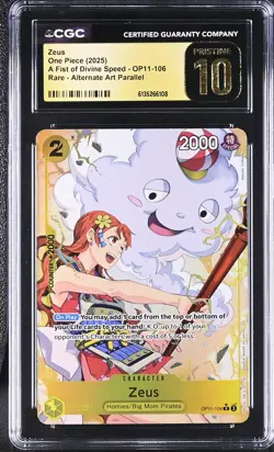 One Piece GRADED Zeus OP11 Fist Rare PRISTINE BLACK LABEL 10 CGC ENGLISH - Image 1