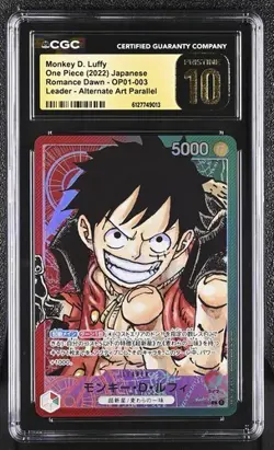 One Piece Monkey D. Luffy OP01-003 Alternate Art Foil Japanese CGC Pristine 10 - Image 1
