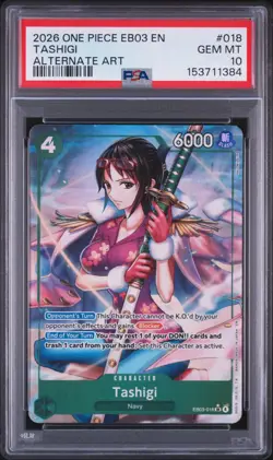 2026 One Piece Eb03-018 Extra Booster Heroines Tashigi Alternate Art PSA 10 #018 - Image 1