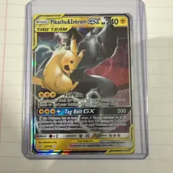 Pokemon Pikachu & Zekrom GX TCG Sun & Moon Team Up Holo Ultra Rare Card 33/181 - Image 1