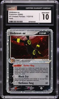 CGC 10 Umbreon ex Holo Rare EX Unseen Forces 2005 Pokemon Card #112 - Image 1