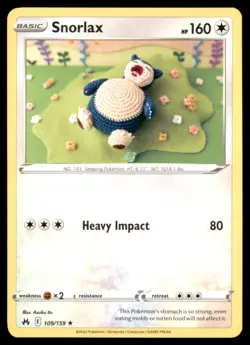 Pokemon Snorlax 109/159 Crown Zenith 2 Card Lot Non Holo - Image 1