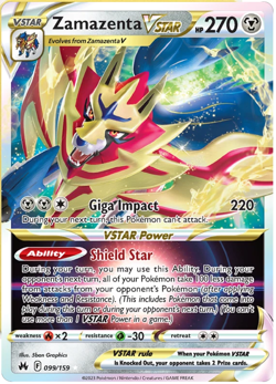 Pokemon TCG Zamazenta VStar 099/159 Crown Zenith VStar NM - Image 1