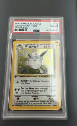 1999 Pokemon 1st Edition Wigglytuff HOLO Jungle PSA 8 - Image 1