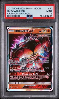 BUZZWOLE GX 2017 Pokemon Sun & Moon #57 Crimson Invasion PSA 9 MINT - Image 1