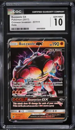 2017 Pokemon Crimson Invasion Buzzwole GX #57 CGC 10 - Image 1