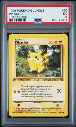 PSA 5 1st Edition Pikachu 60/64 Pokemon Card Jungle Set - WotC TCG - Image 1
