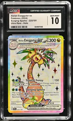 Pokemon GRADED Alolan Exeggutor ex 225/191 Surging Sparks UR 10 ENGLISH - Image 1