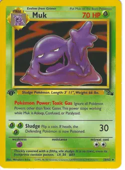 Vintage Pokemon TCG, Rare Muk 28/62 Fossil Set 1st Edition, WOTC 1999 - Image 1
