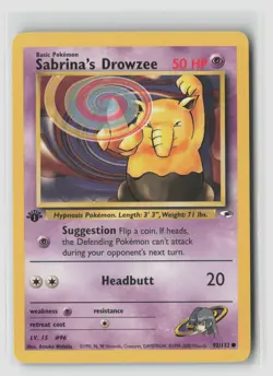 Sabrina's Drowzee 1st Edition #92/132 Gym Heroes Common Pokemon TCG LP - Image 1