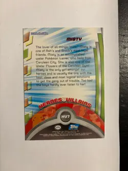2000 Topps Pokemon TV Animation Series 3 Heroes & Villains Misty #HV7 Blue Label - Image 2