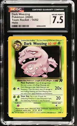 Pokemon GRADED 2000 Dark Weezing 14/82 Team Rocket UNLR N7.5 ENGLISH - Image 1