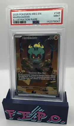2025 Pokemon Mega Evolution Full Art Holo Marshadow 146/132 PSA 9 - Image 1
