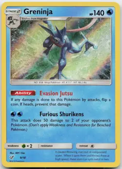 Greninja 9/18 Ultra Rare Detective Pikachu Pokemon Near Mint - Image 1