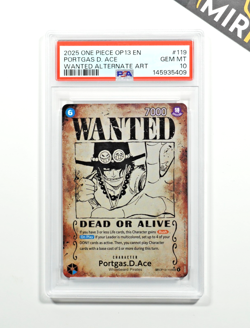 One Piece PSA 10 Portogas D. Ace #OP13-119 Wanted Alternative Art 2025 English - Image 1
