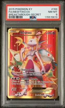 PSA 8 Mewtwo EX 164/162 Secret Rare XY Breakthrough Pokemon Card - Image 1