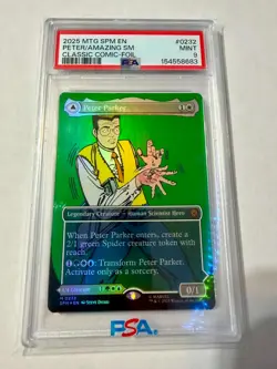 MTG Peter Parker Amazing Spider-Man (Borderless) 0232 Classic Comic Foil - PSA 9 - Image 1