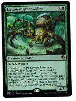 Magic the Gathering MTG Llanowar Greenwidow FOIL 169/281 Dominaria DMU Rare! NM - Image 1