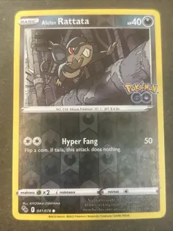 Alolan Rattata 041/078 Pokemon GO Reverse Holo Pokemon TCG Pokemon TCG LP - Image 1