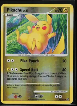 Pikachu 70/100 Common Stormfront Pokemon Reverse Holo Moderately Played - Image 1